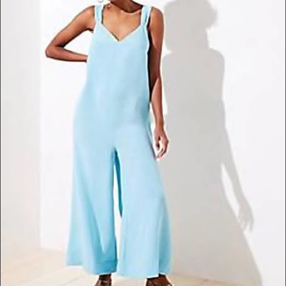 NWT Loft Beach Halter Tie V-neck Wide Leg Jumpsuit Medium - Picture 5 of 8